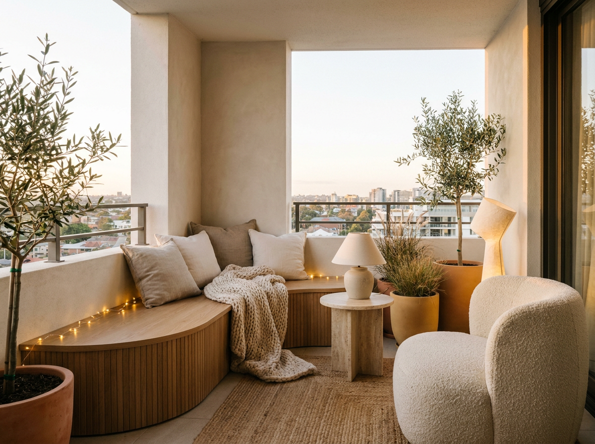 Tropical Minimalism balcony in an Indian home