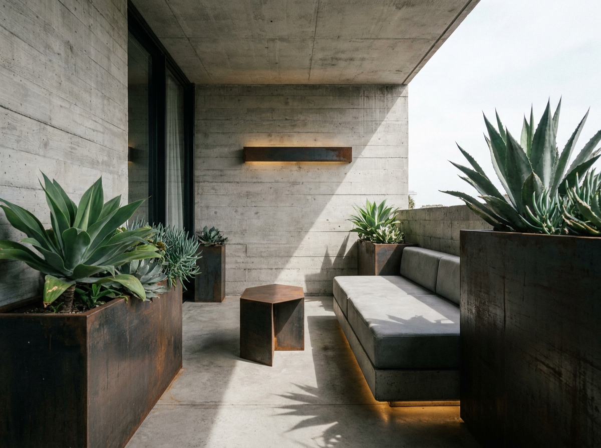 Architectural Contemporary balcony in an Indian home
