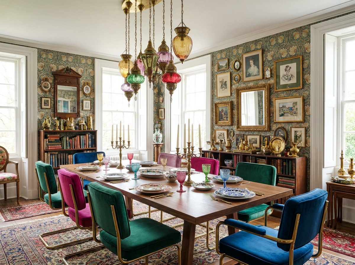 Modern Heirloom dining room in an Indian home