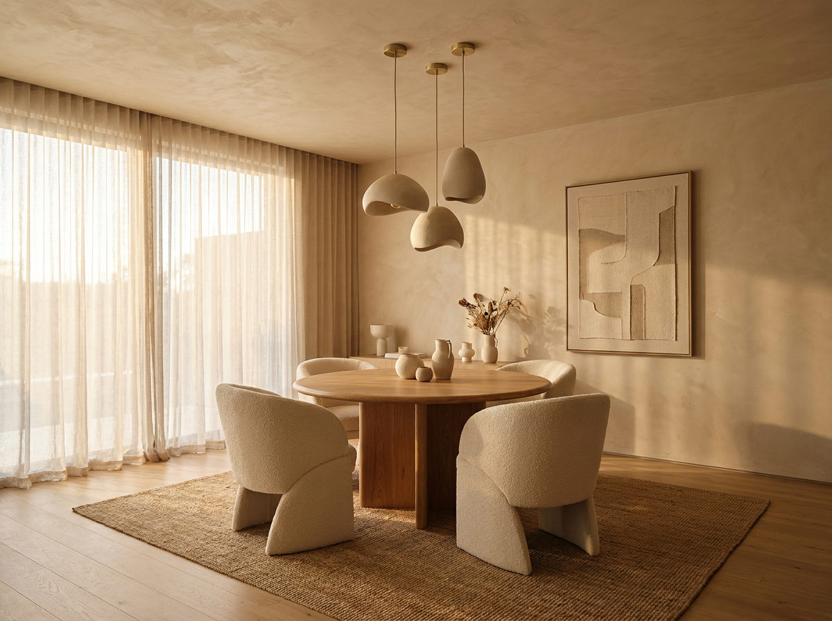 Tropical Minimalism dining room in an Indian home