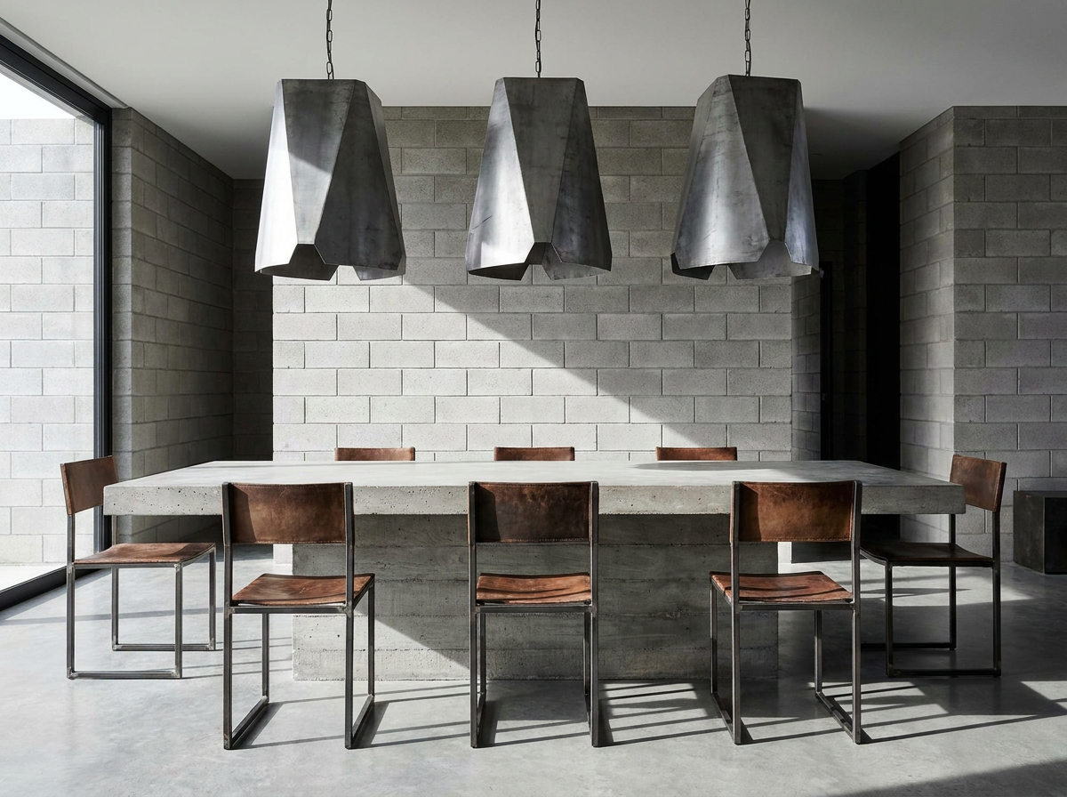 Architectural Contemporary dining room in an Indian home