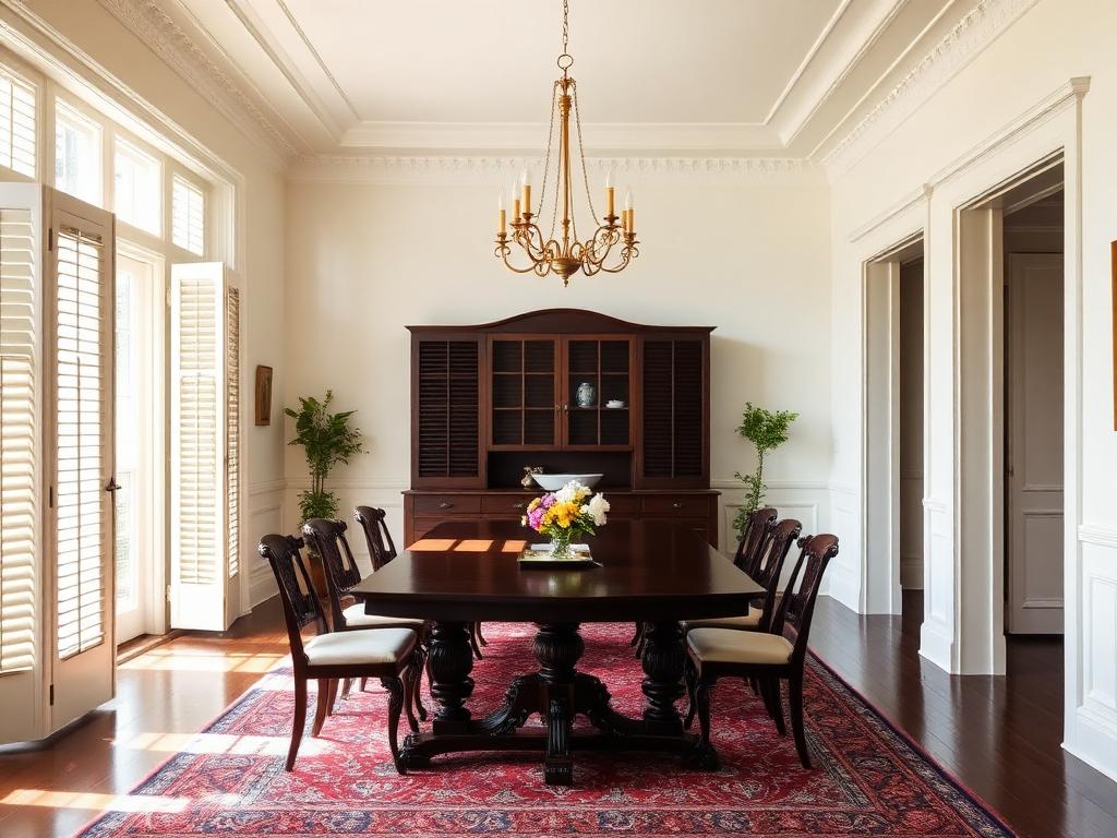 Colonial Bungalow dining room in an Indian home