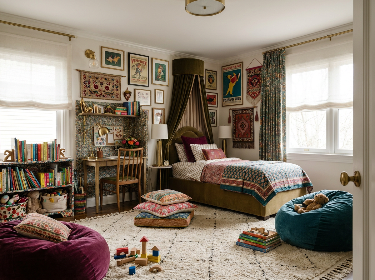 Modern Heirloom kids room in an Indian home