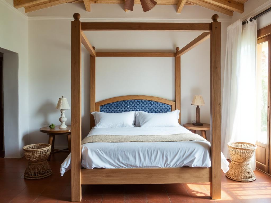 Indo-Portuguese Coastal master bedroom in an Indian home