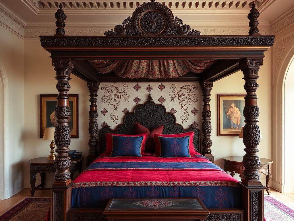 Rajasthani Royalty master bedroom in an Indian home