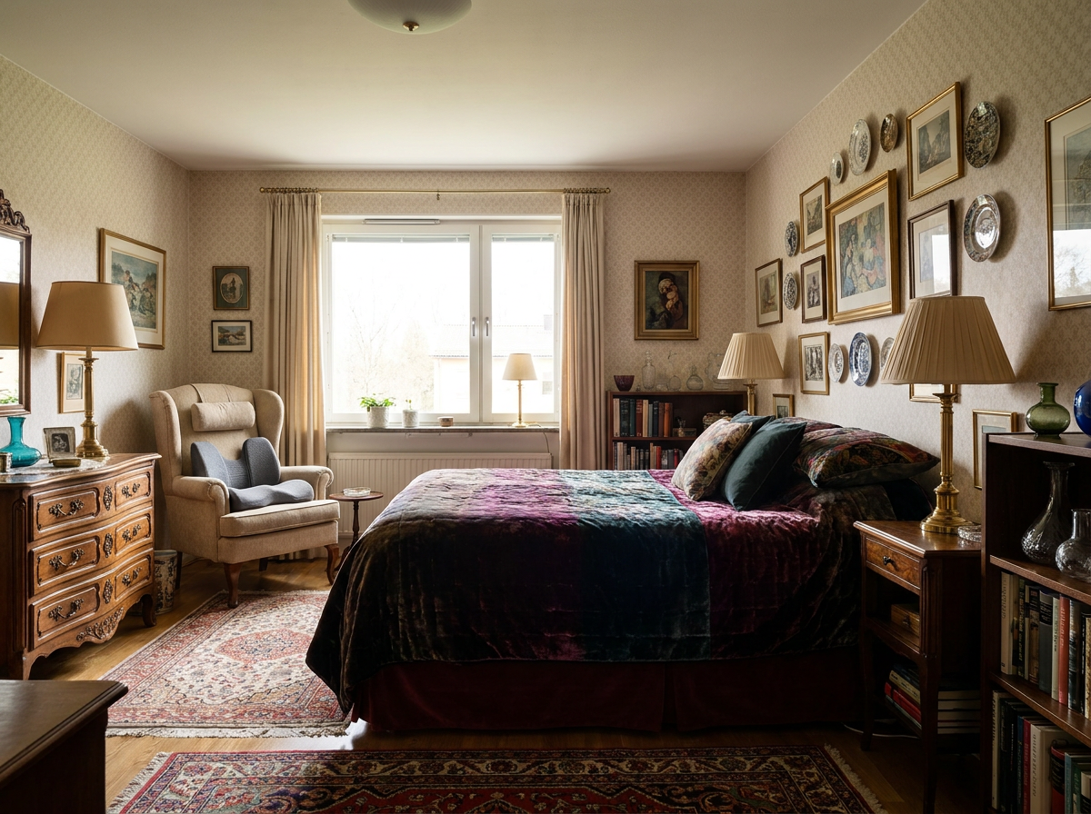 Modern Heirloom parents room in an Indian home