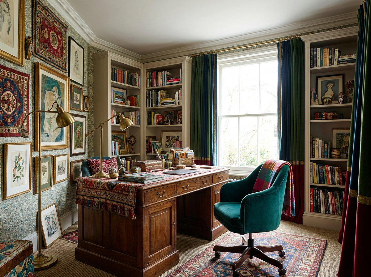 Modern Heirloom study room in an Indian home
