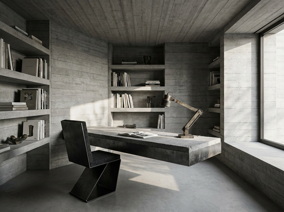 Architectural Contemporary study room in an Indian home