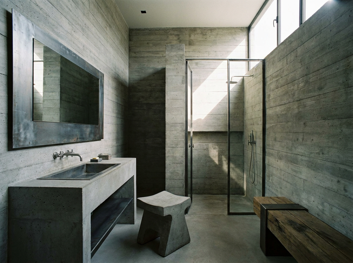 Architectural Contemporary wash room in an Indian home