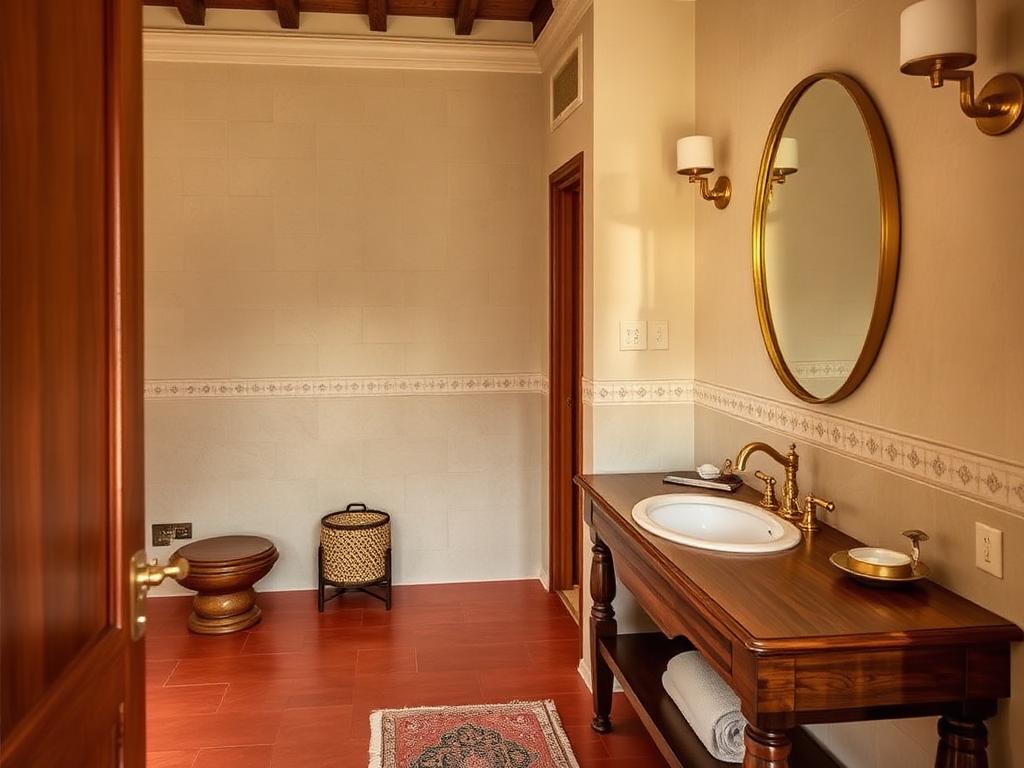 Teakwood Heritage wash room in an Indian home